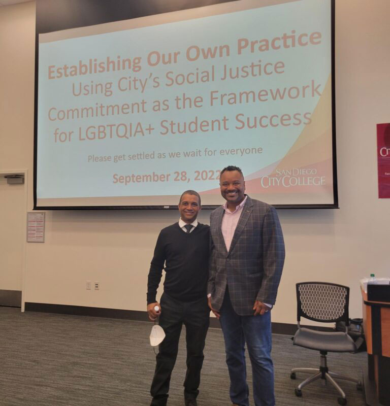 Dr. Ricky Shabazz and Dr. Merrill Irving at San Diego City College training<br />
